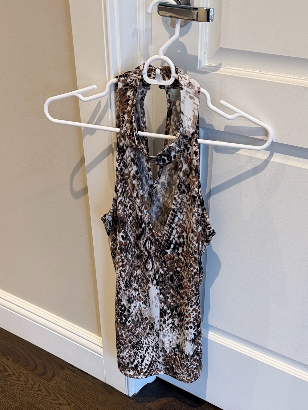 Veronica M. Animal Print Halter Top - Brown & Cream